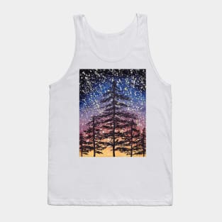 Forest silhouette on starry night Tank Top